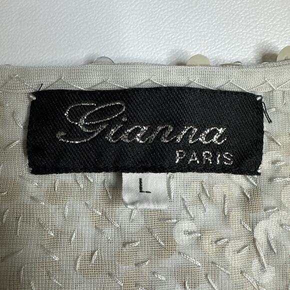 Gianna Paris Gold Silver Sequin Top V Neck M Y2K Glam Party NYE Stretchy - Picture 7 of 10